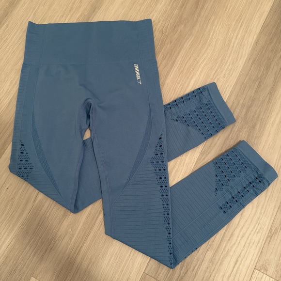 Gymshark Pants - Gymshark Blue Leggings with Mesh Detail